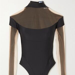 Mugler Sheer Sleeve Bodysuit